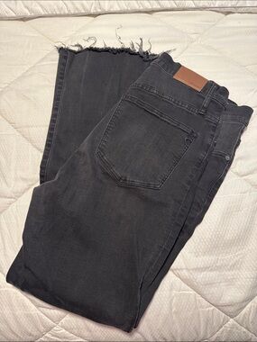 Madewell Charcoal Black Denim Jeans Cali Demi-boot 32 tall crop floods